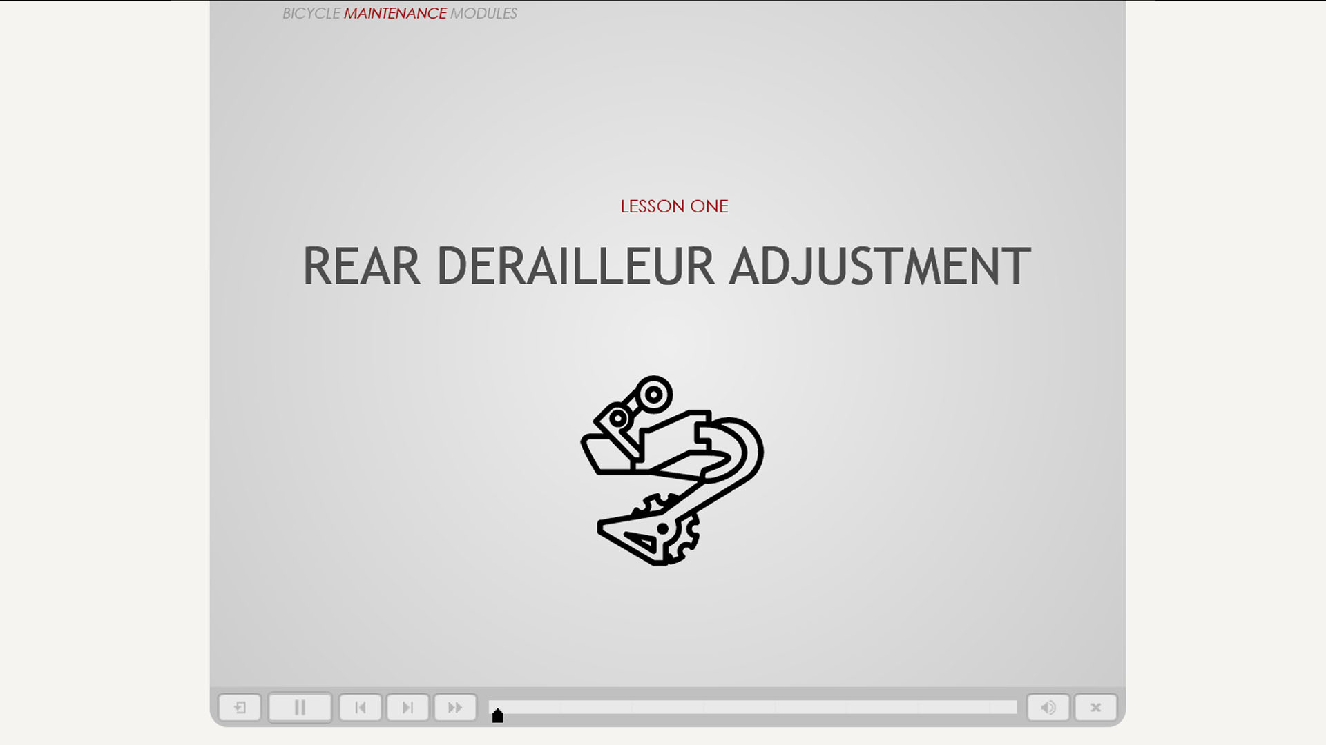 Screenshot of Bicycle Maintenance Training Module