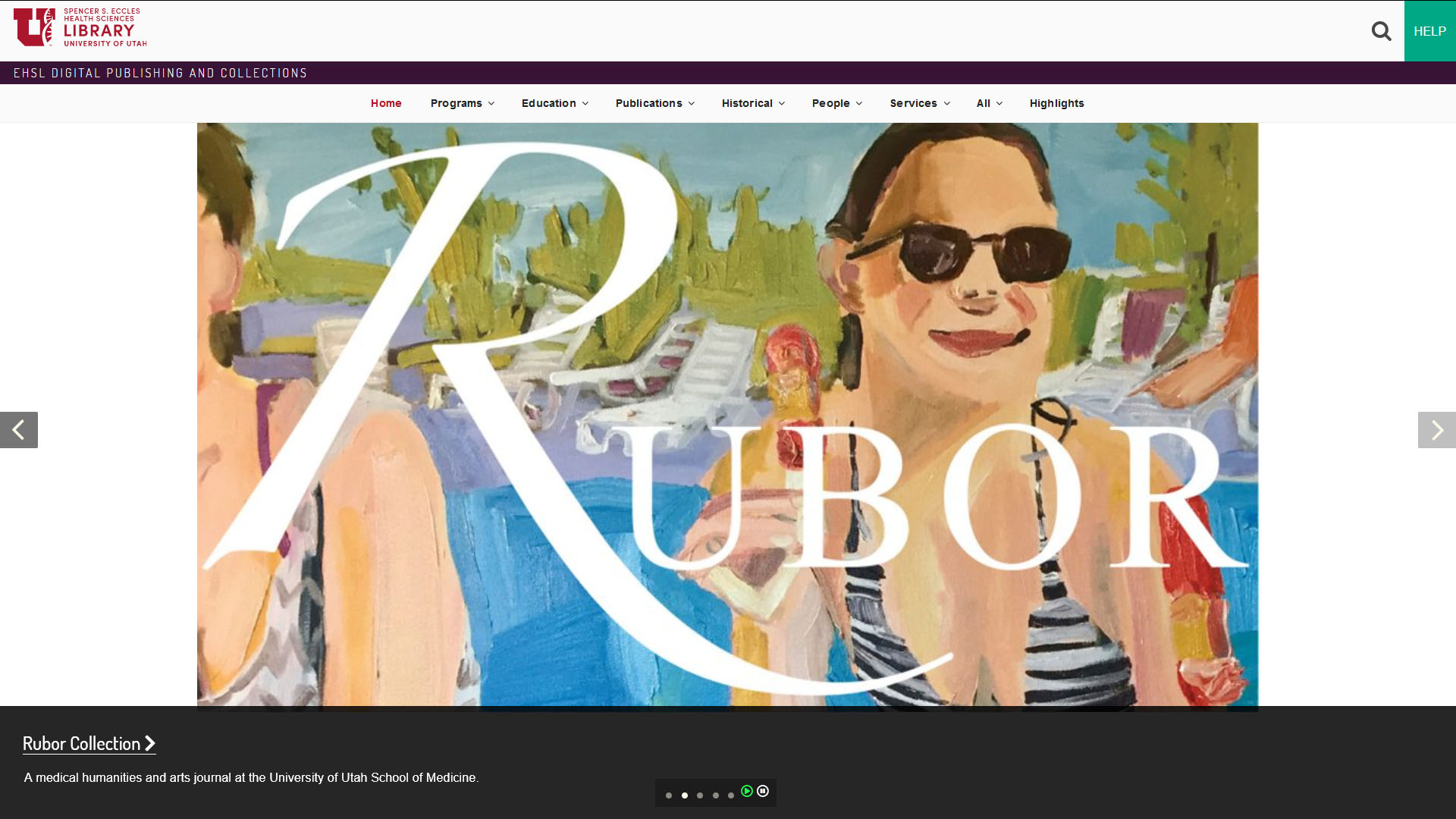 Screenshot of EHSL's Digital Publishing Site
