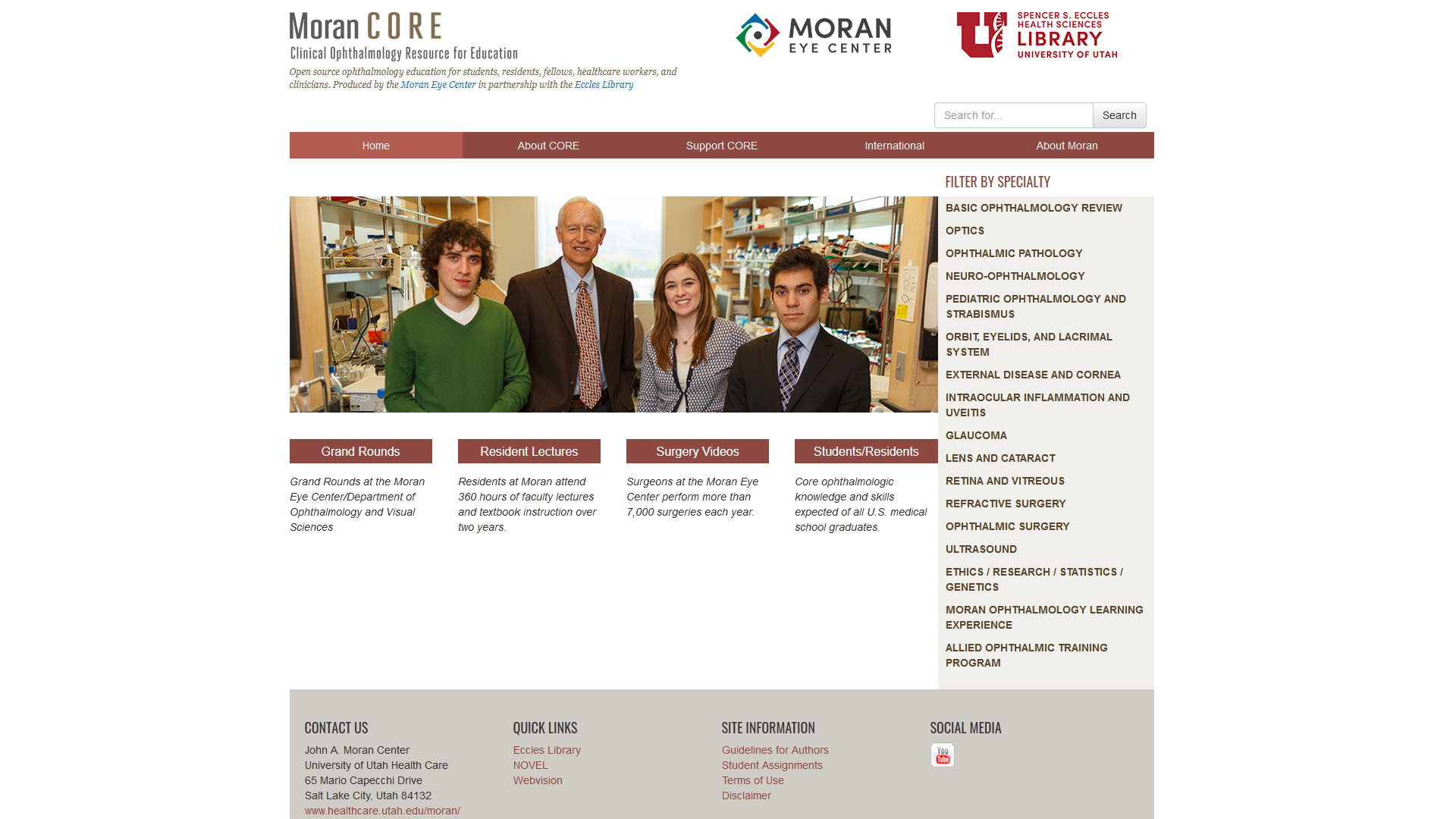 Screenshot of the Moran CORE